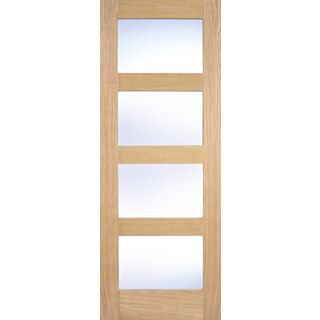 Shaker Glazed 4L Unfinished Oak Door 610x1981mm