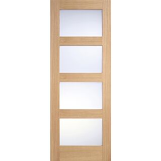 Shaker Glazed 4L Unfinished Oak Door 610x1981mm