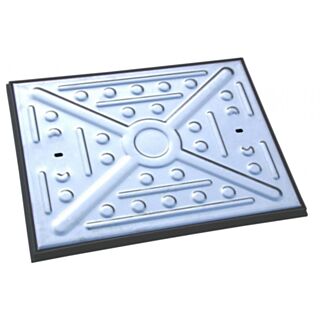 600x450mm Pedestrian Pressed Galvanised Manhole Cover and Frame S/Top S/S Poly Frame