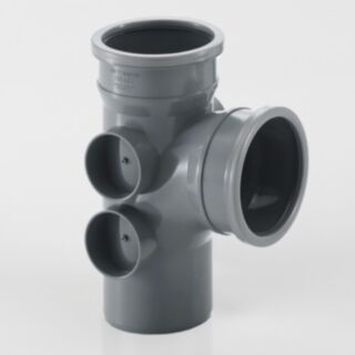 92.5deg Soil Branch Double Socket 4Bosses Grey 110mm BS451