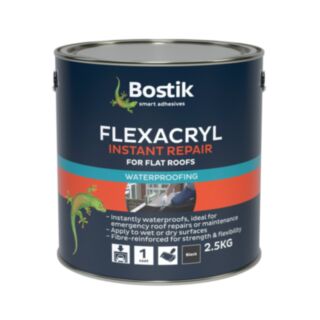 Bostik Flexacryl Instant Waterproof Acrylic Roof Coating Black 2.5 Kg