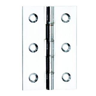 Double Steel Washered Butt Hinges Polished Chrome Plated 76x51mm