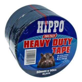 Hippo Heavy Duty Tape TWIN PACK 50mm x 50m x2 Black