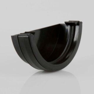 Half Round Rainwater Gutter 112mm External Stopend Black BM-BR47