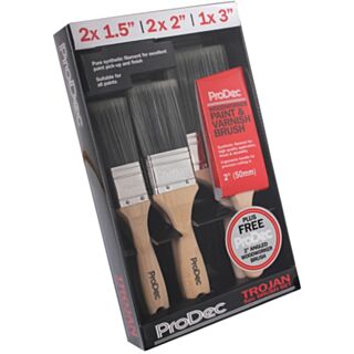 6pc Prodec Trojan Brush Set Inc Free Woodworker Brush 